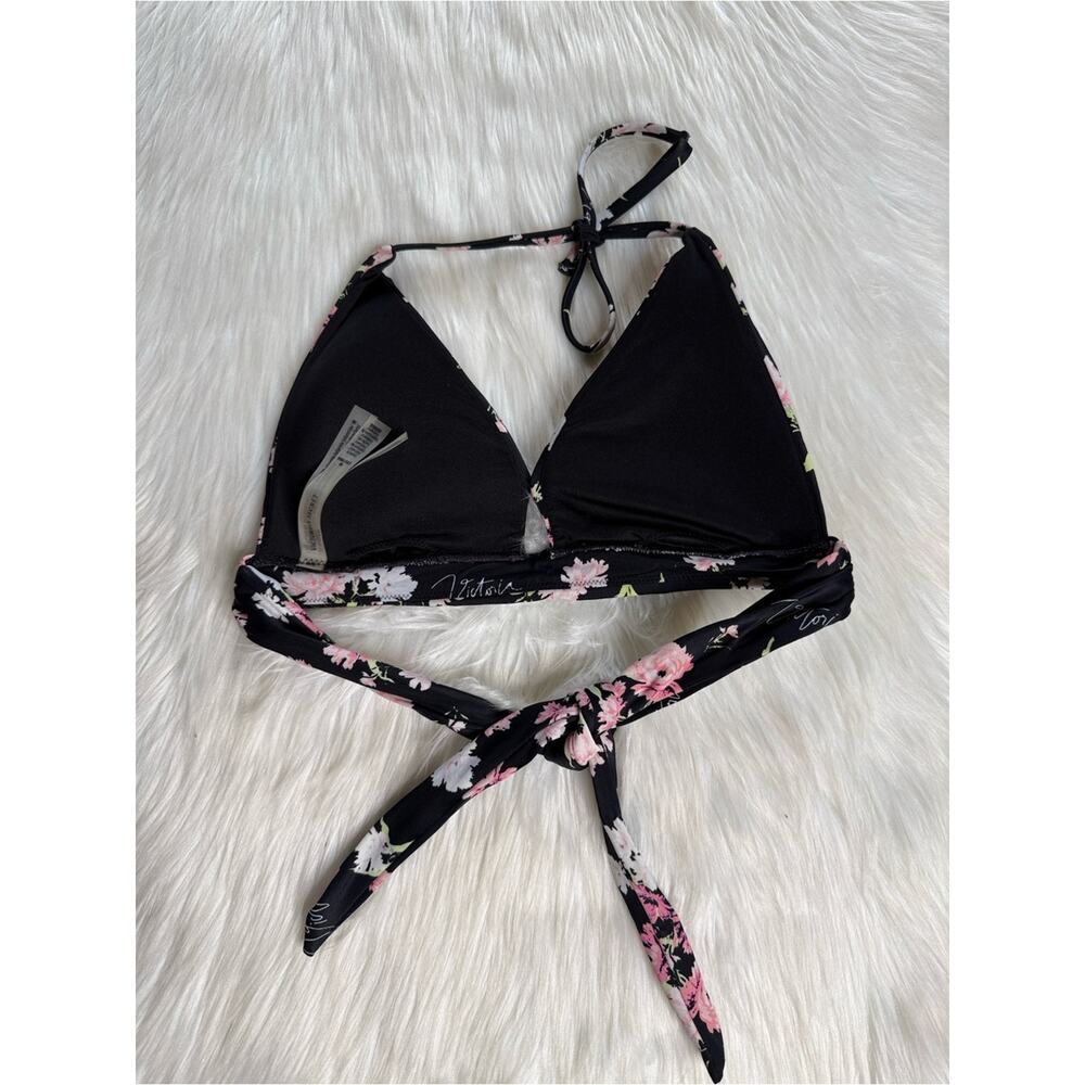 Victoria’s Secret Black and Pink Floral Halter Bikini Set - Picture 3 of 9
